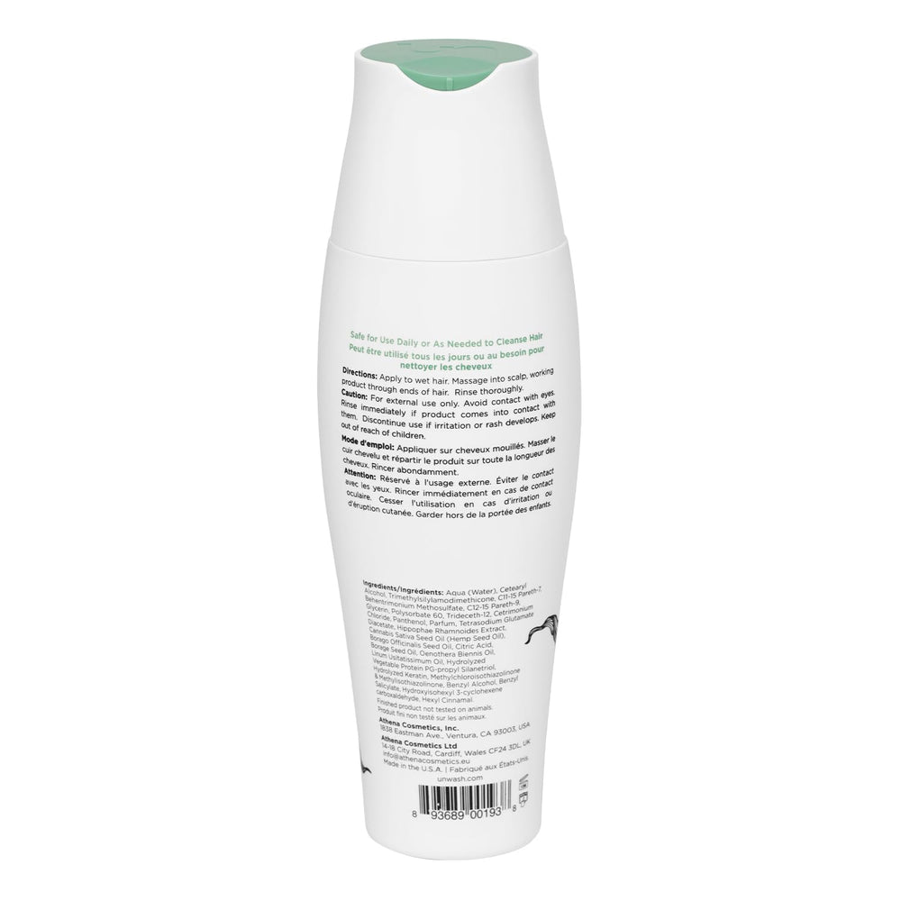 Unwash packaging and 13.5 oz bottle ready for daily conditioning and hydration