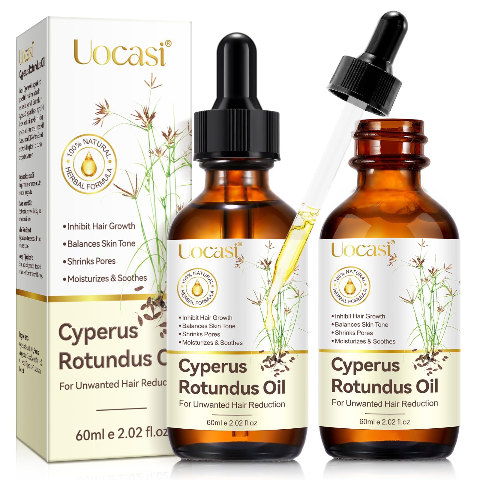 Uocasi aceite Cyperus Rotundus, botella para uso tras depilación