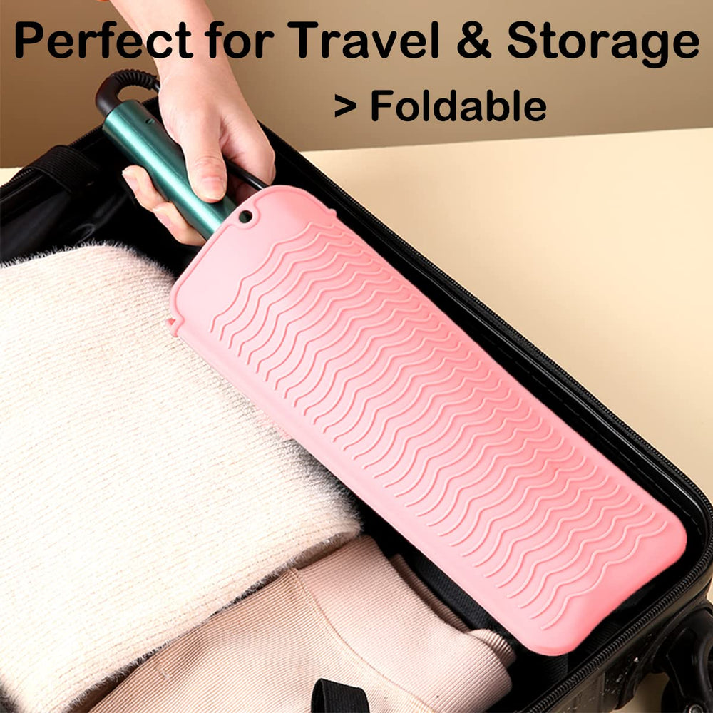 UORNERI silicone mat protects delicate surfaces from heat during styling sessions.