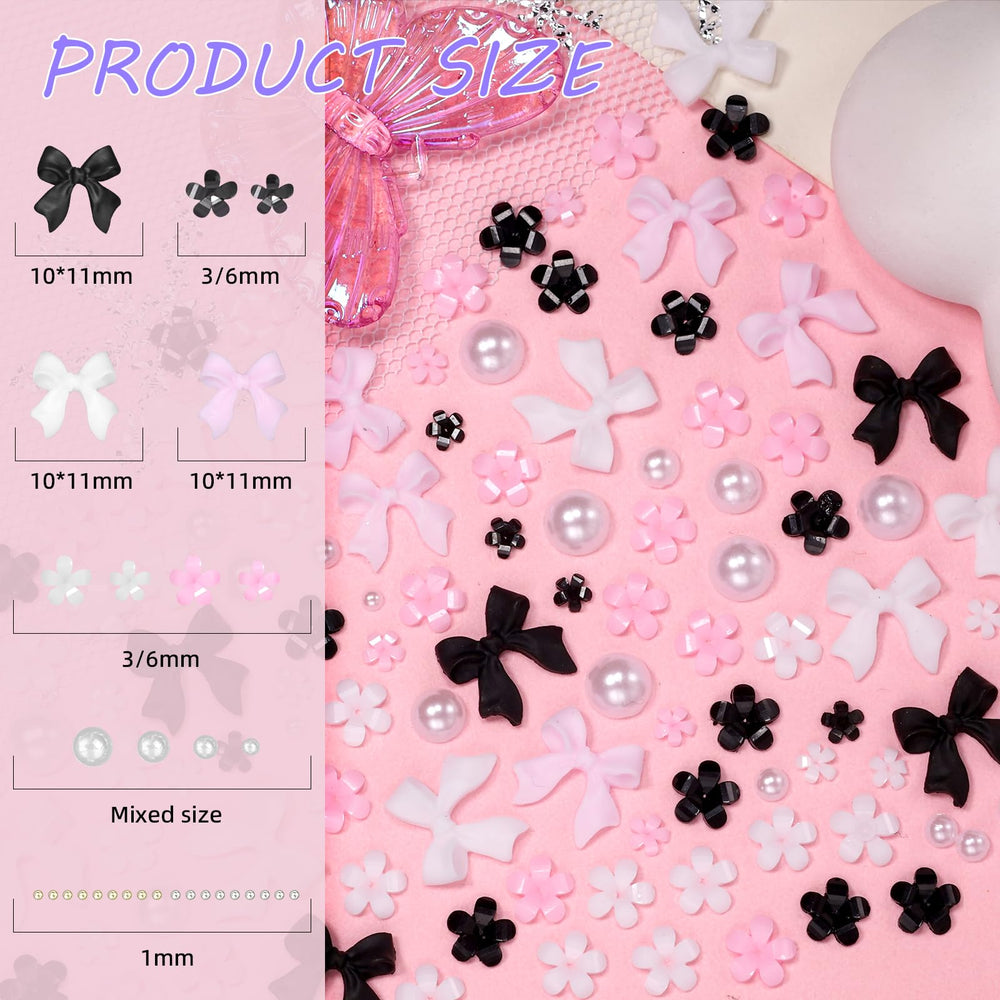 Uotey 3D bow nail charms in white provide clean, glossy accents.