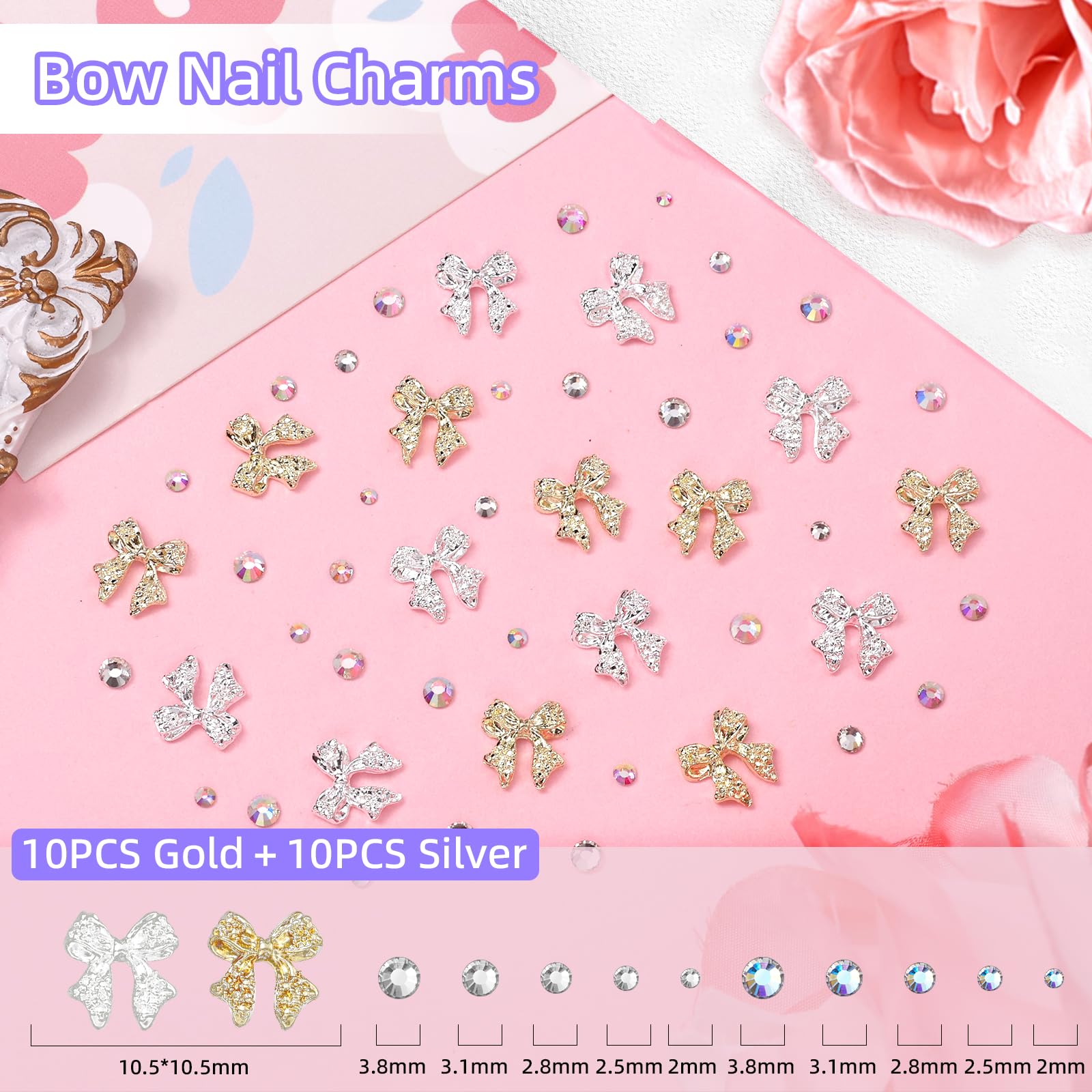 Uotey blossom nail charms add colorful flair to DIY manicures.