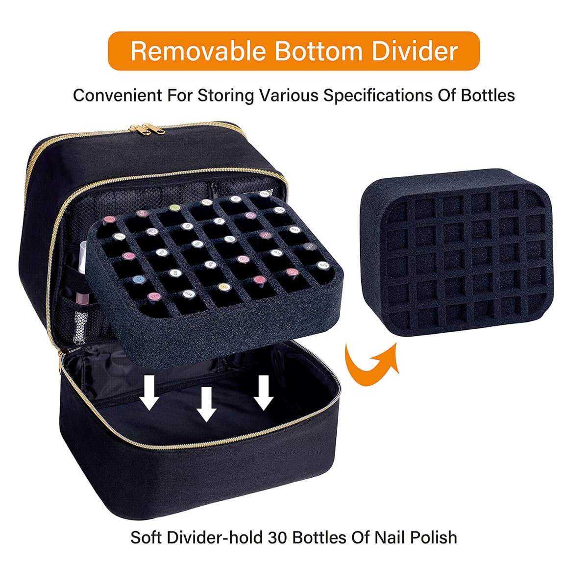 UOZL nail polish organizer soft padding protecting bottles during transport