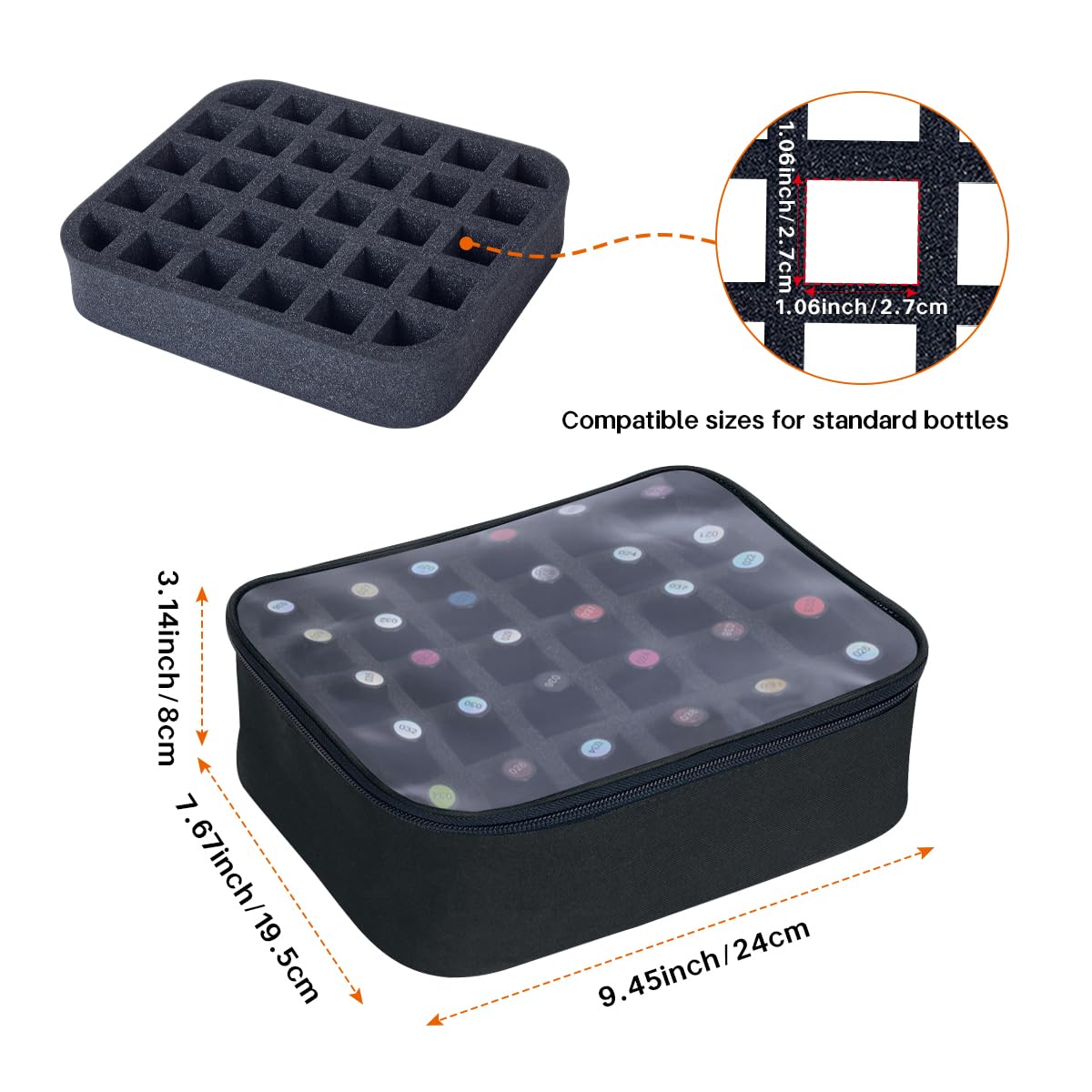 Organizador UOZL, tapa transparente, localización rápida de esmaltes