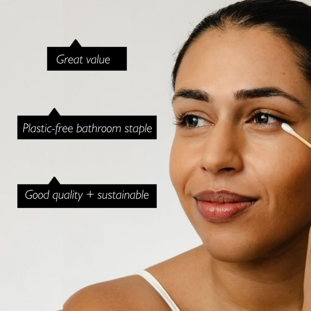 UpCircle bamboo cotton buds with natural bamboo sticks and cotton tips.