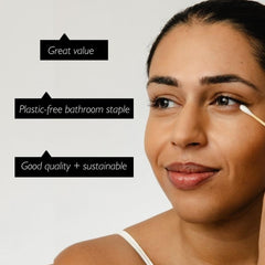 UpCircle bamboo cotton buds with natural bamboo sticks and cotton tips.