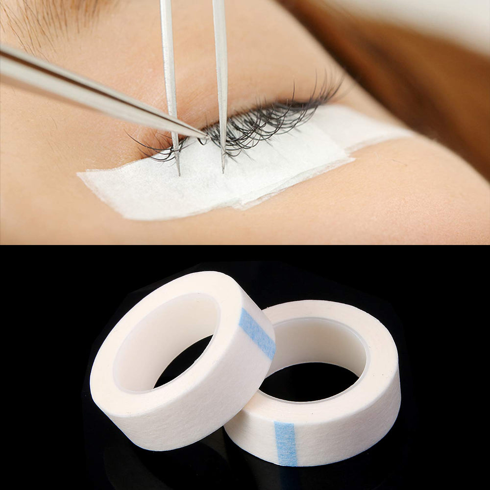 UPINS lash-extension setup showing eyelid lift and under-eye patch isolation