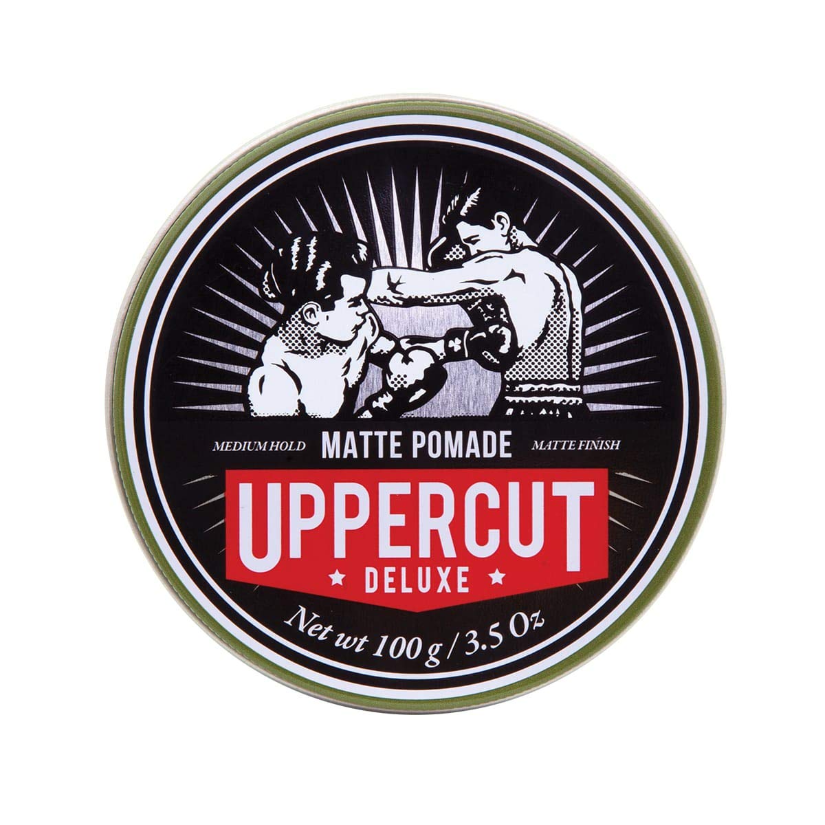 Uppercut Deluxe Matte Pomade, bote: acabado mate para estilos versátiles y fáciles de manejar.