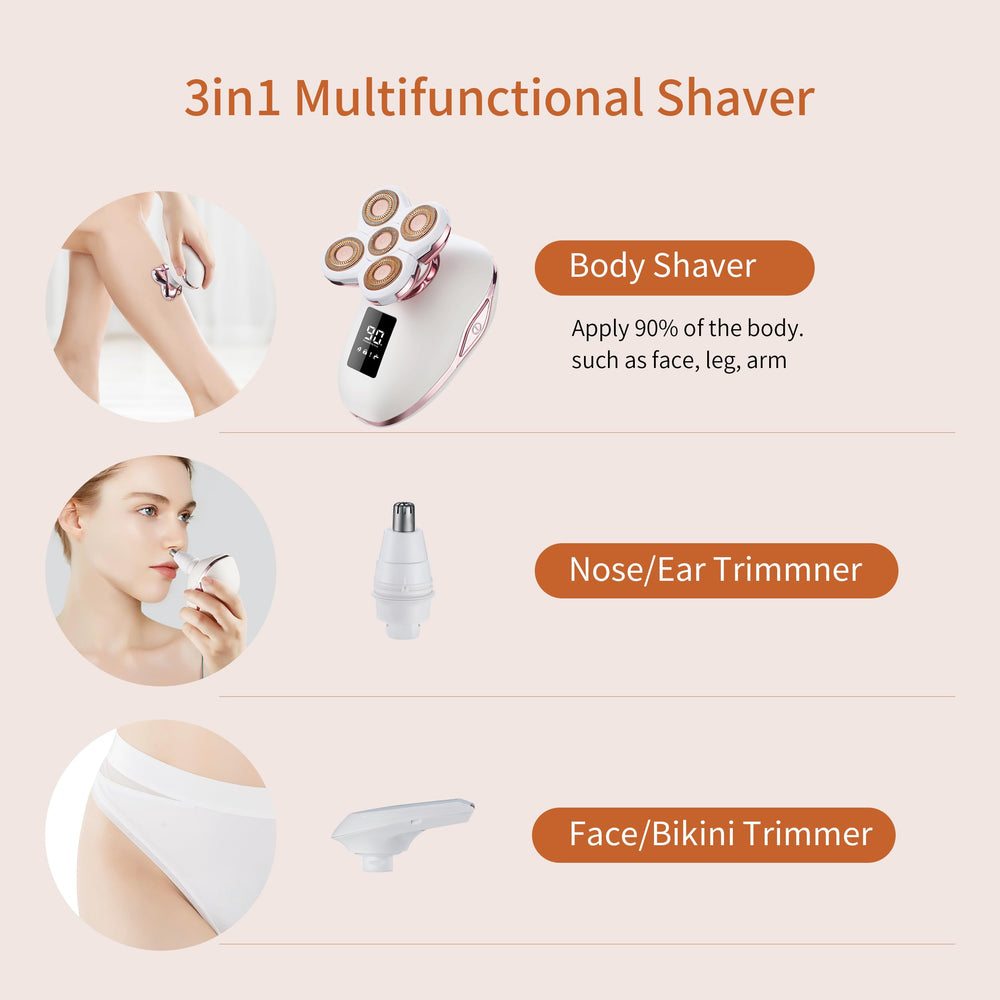 UPTARD 5D double-ring head contours smoothly for a close shave.