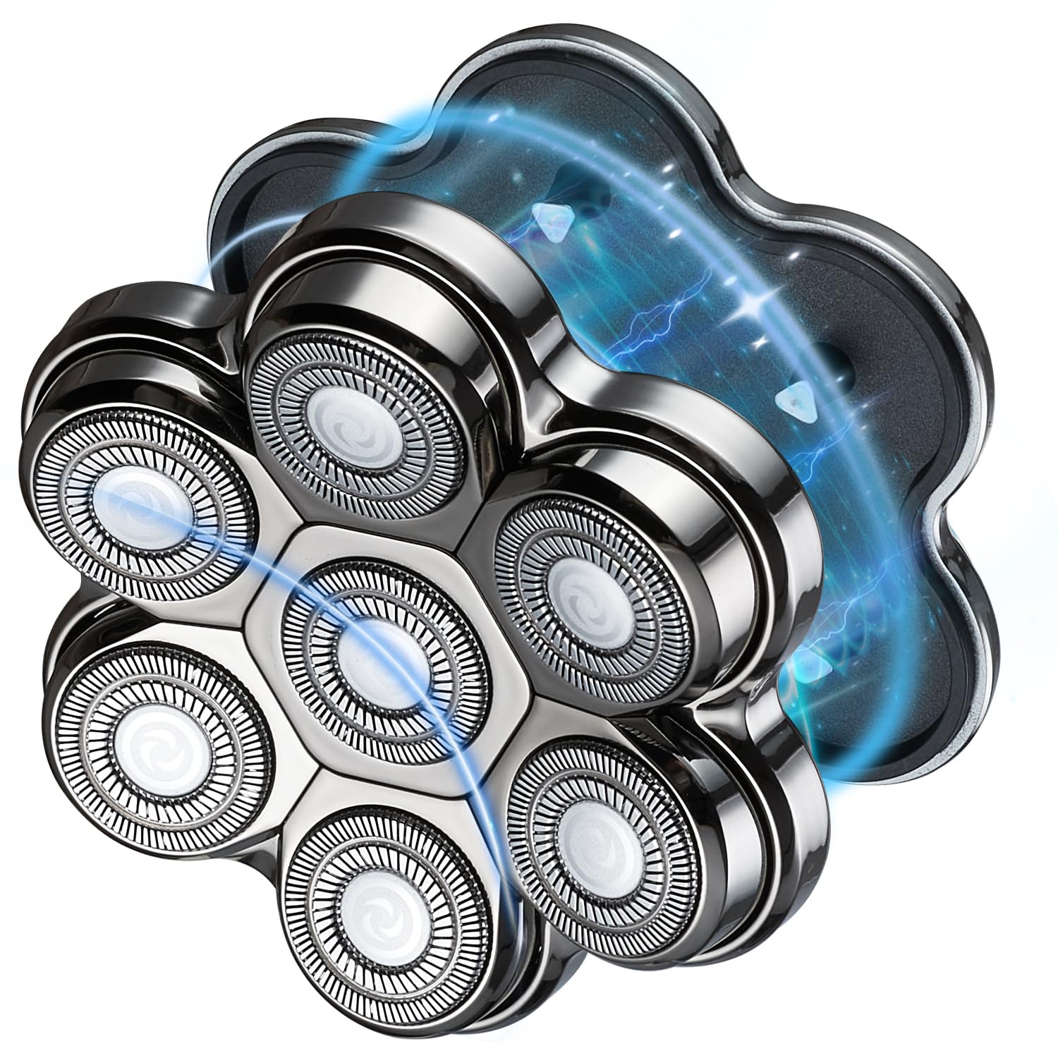 UPTARD magnetic head shaver replacement heads with seven double rings for precise grooming