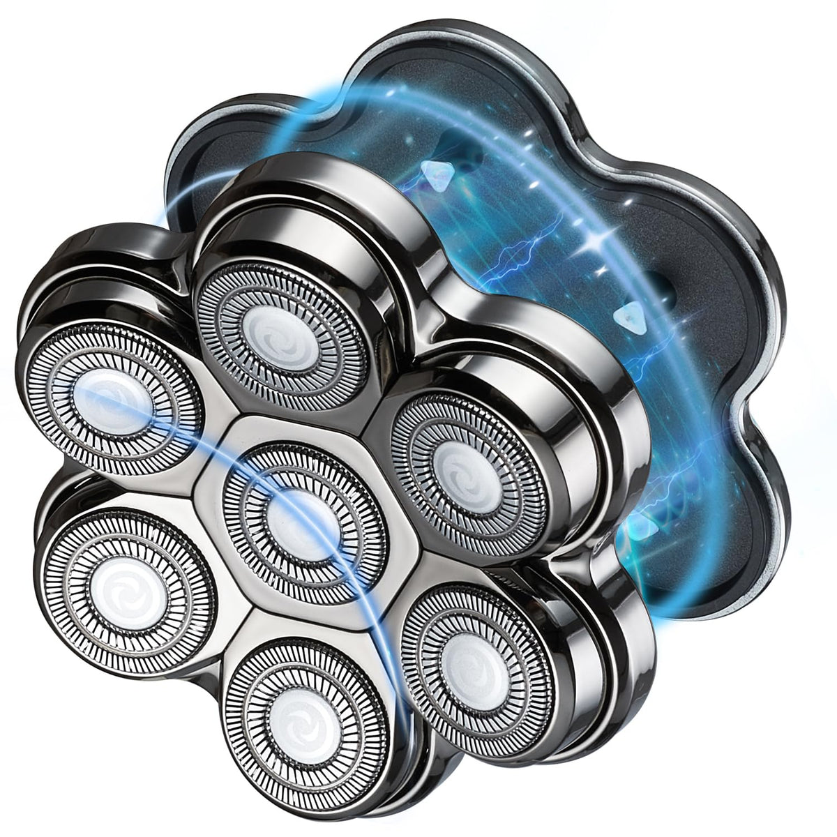 UPTARD magnetic head shaver replacement heads with seven double rings for precise grooming