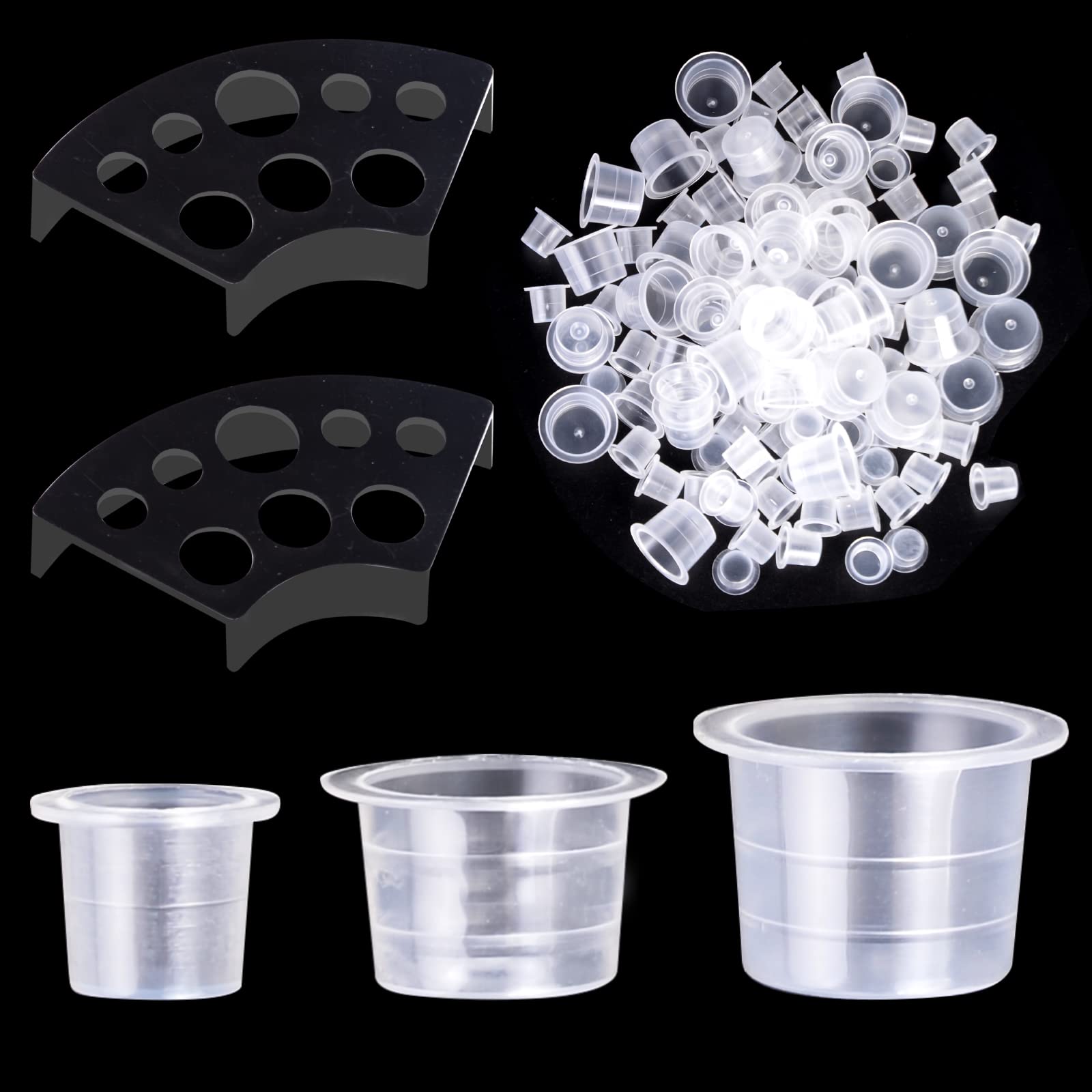 UPTATSUPPLY professional tattoo ink cups set with mixed sizes for organized tattoo work