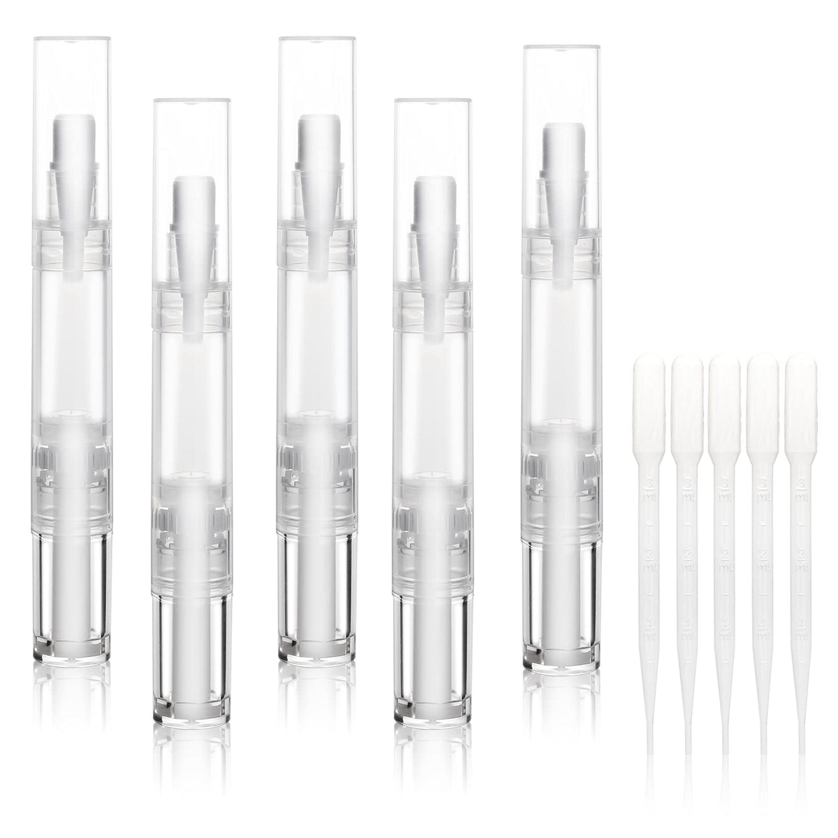 UPZIGS 5ml transparent twist pen for easy on-the-go cuticle oil application.