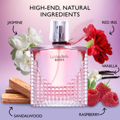 La Vida Bella Roses cap close-up emphasizes elegance and premium aroma.