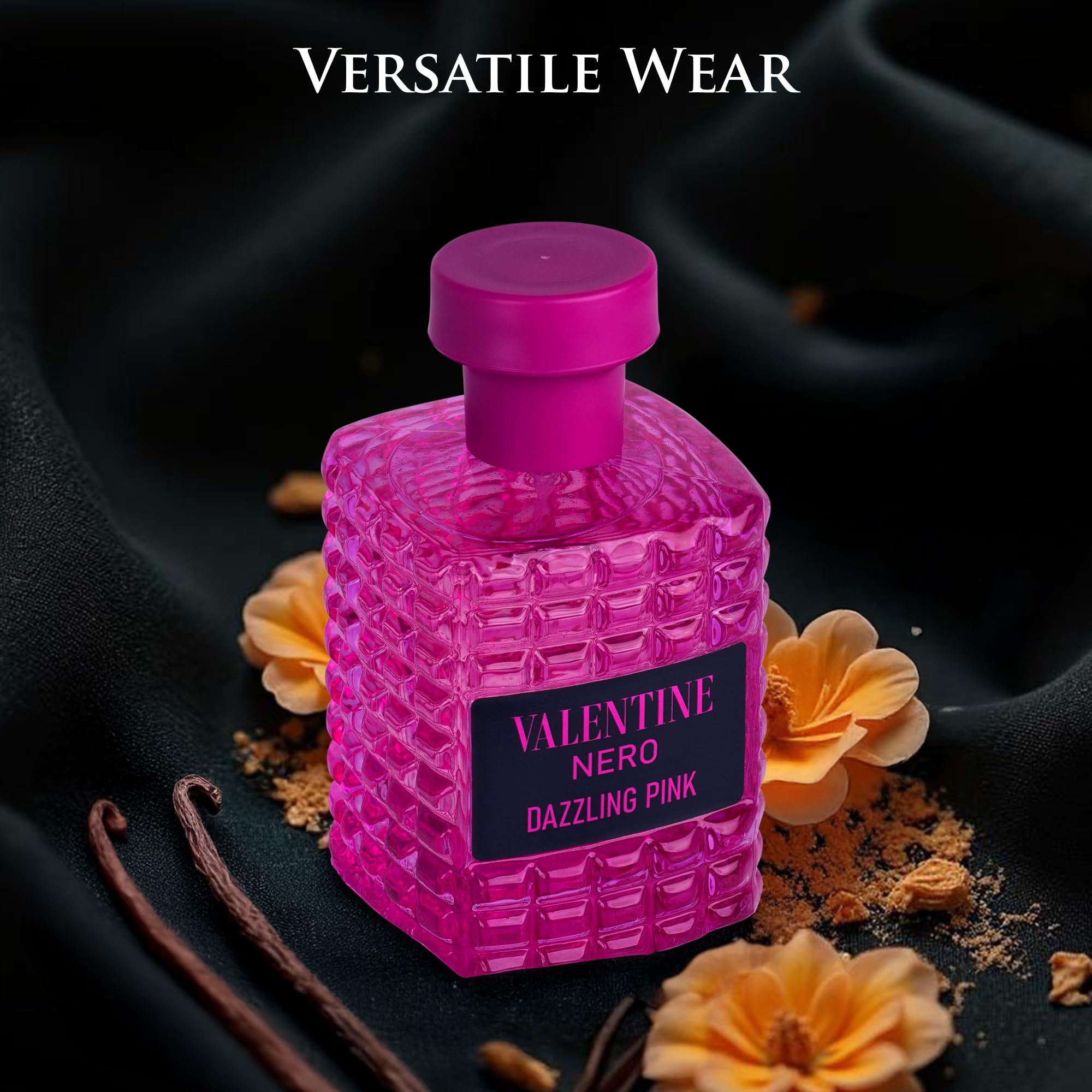 URBAN COLLECTION Valentine Nero Dazzling Pink 100ml bottle on surface display