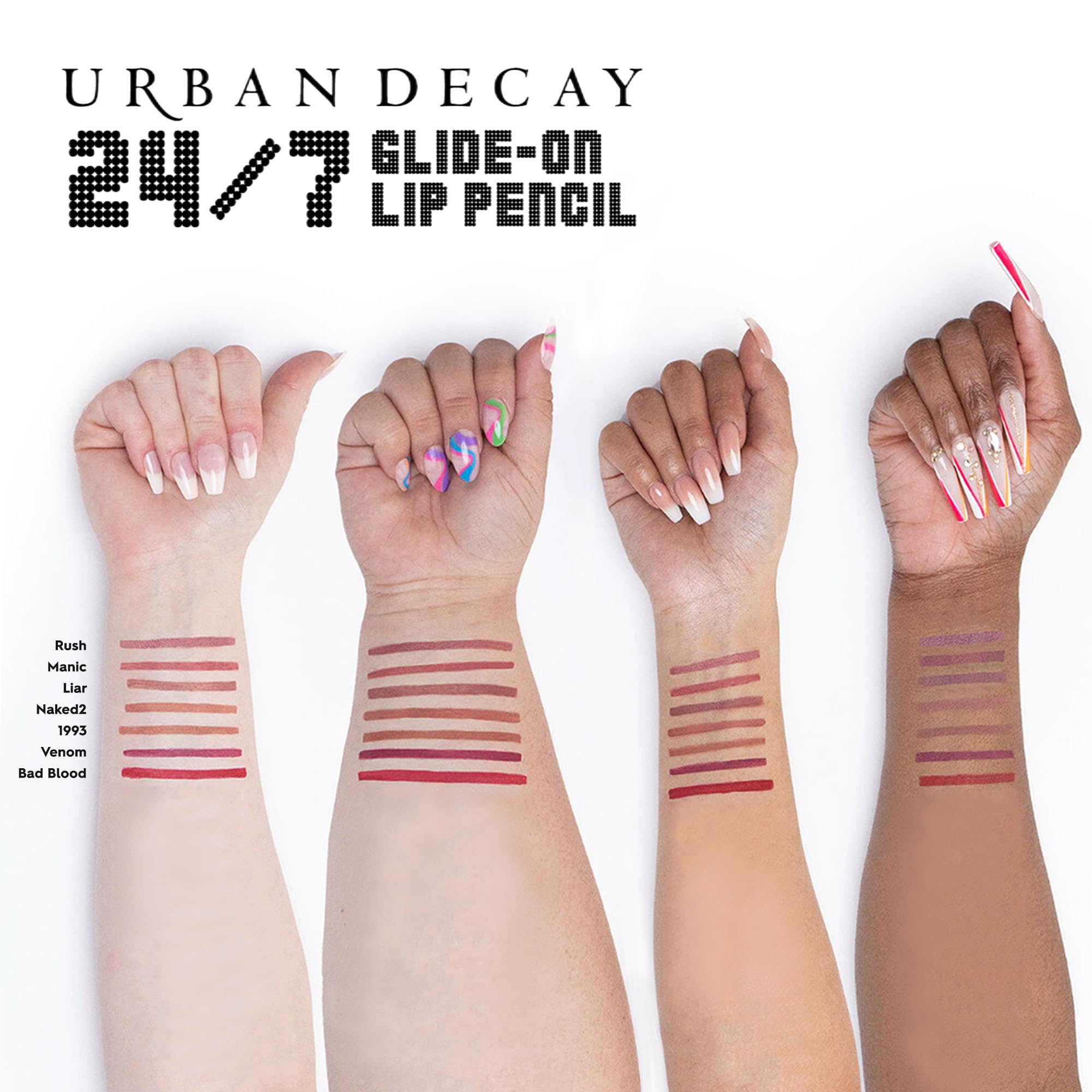 Urban Decay Rush swatch shows moisturized finish with vitamin E and jojoba oil