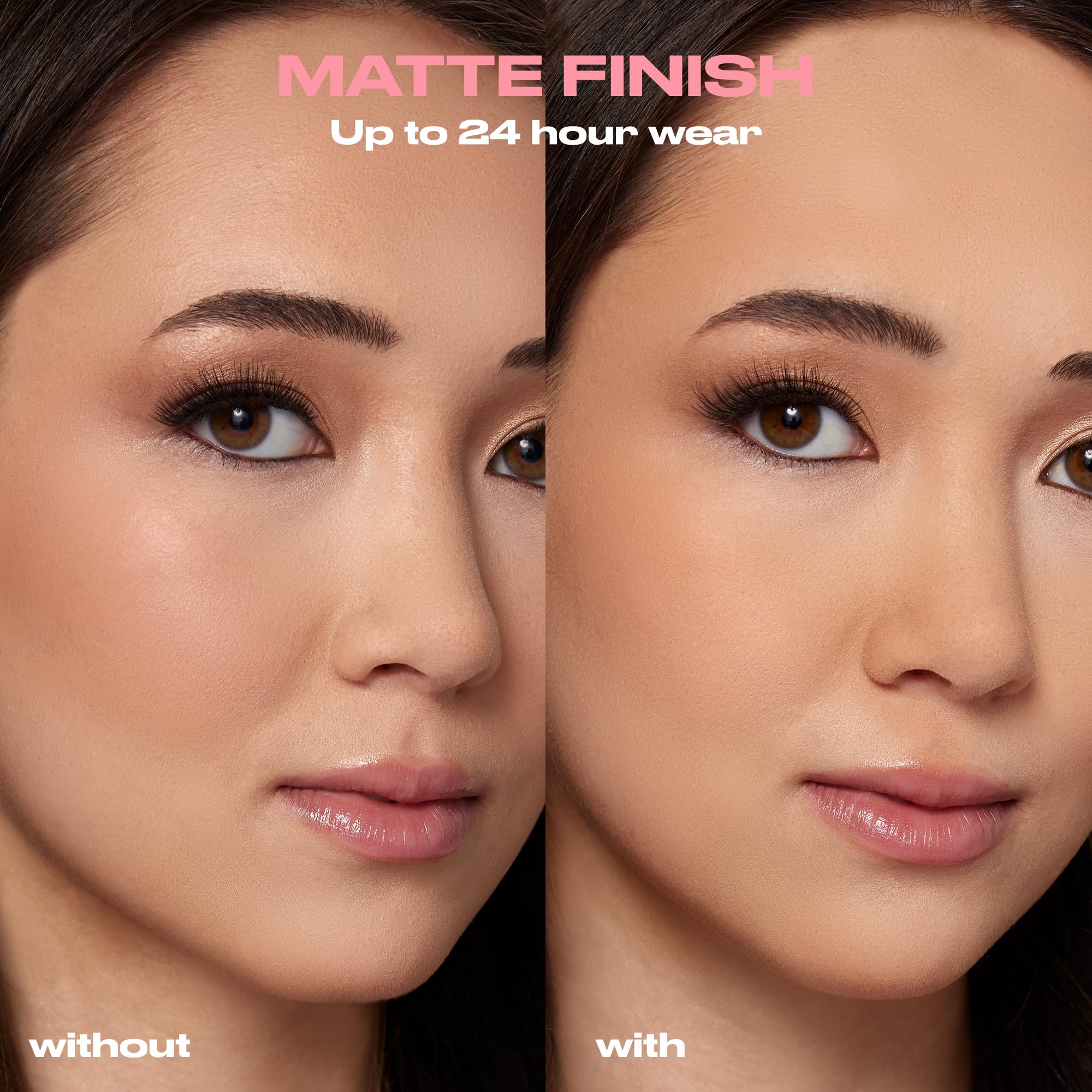 Urban Decay All Nighter matte finish on skin demonstrates shine control.
