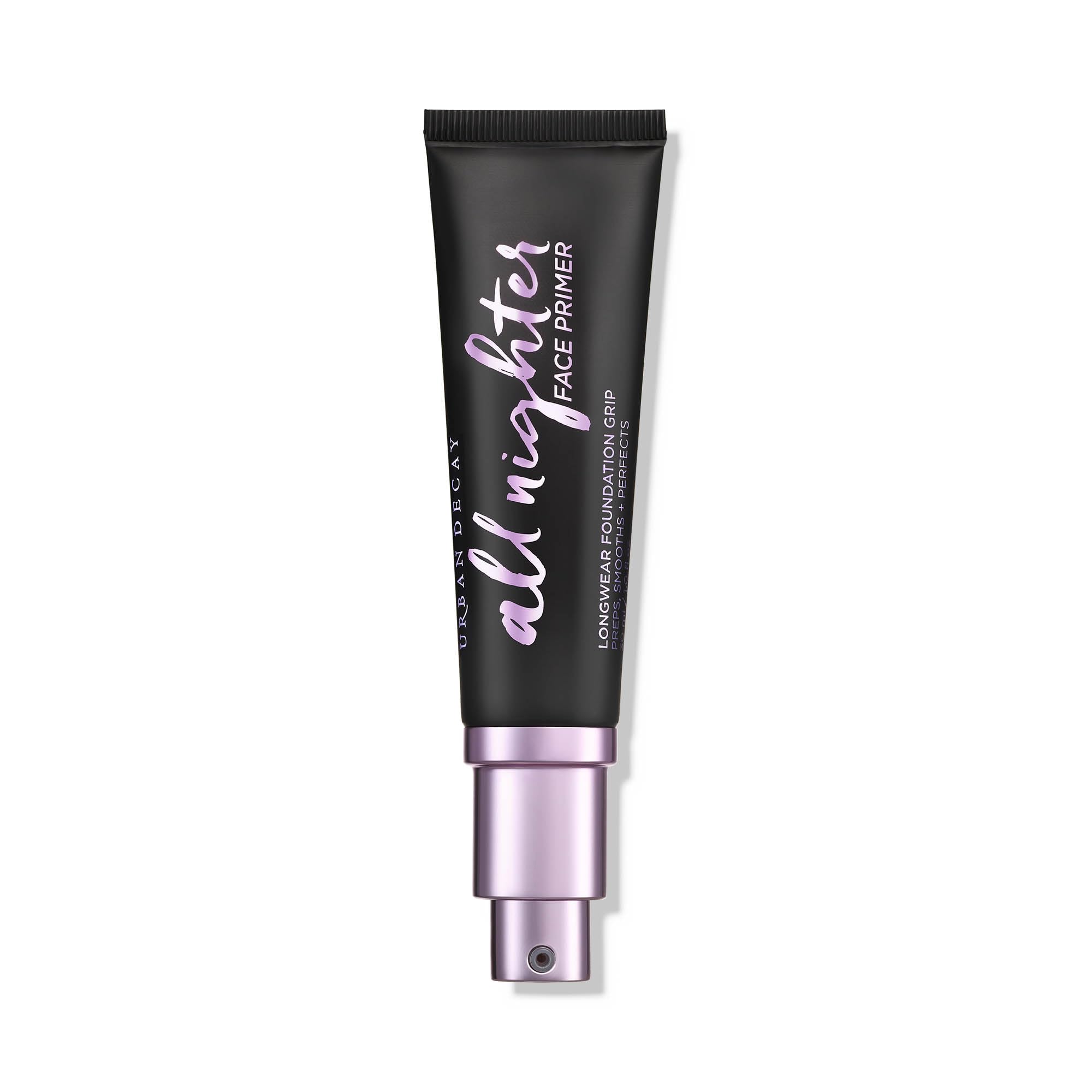 Urban Decay All Nighter primer bottle with pump for long-lasting base.