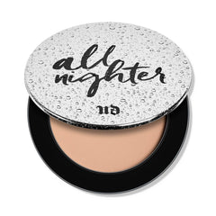 Urban Decay All Nighter compact closeup with translucent finish for long-lasting makeup.