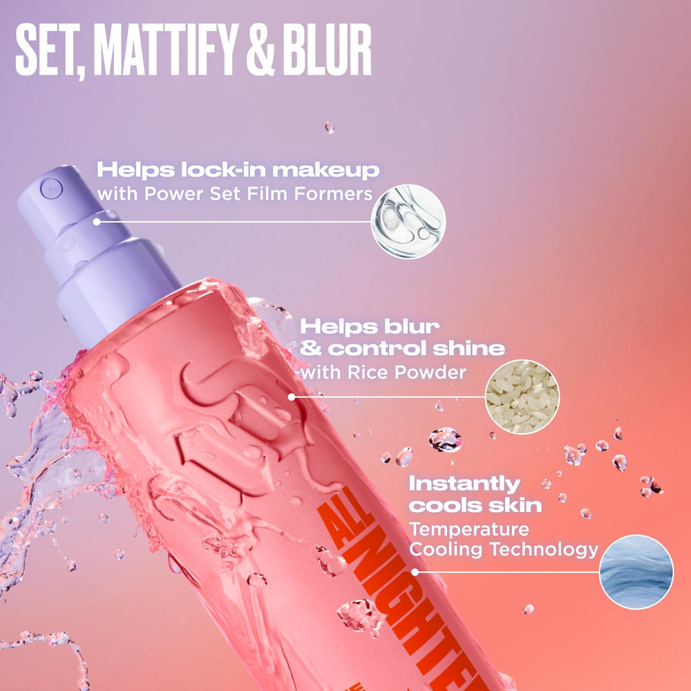 Urban Decay All Nighter shake-before-use reminder for fresh, even dispersion.