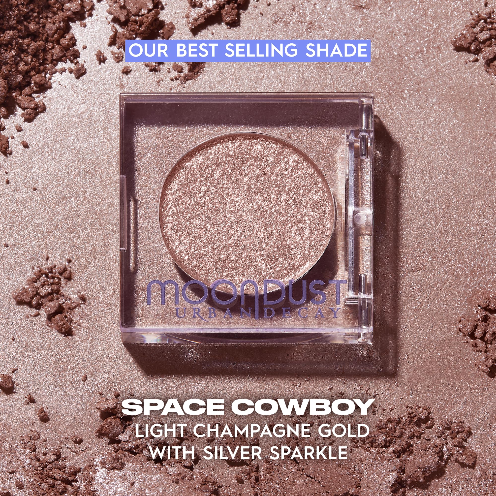 Urban Decay Moondust Space Cowboy topper adds shimmer when used over liner.