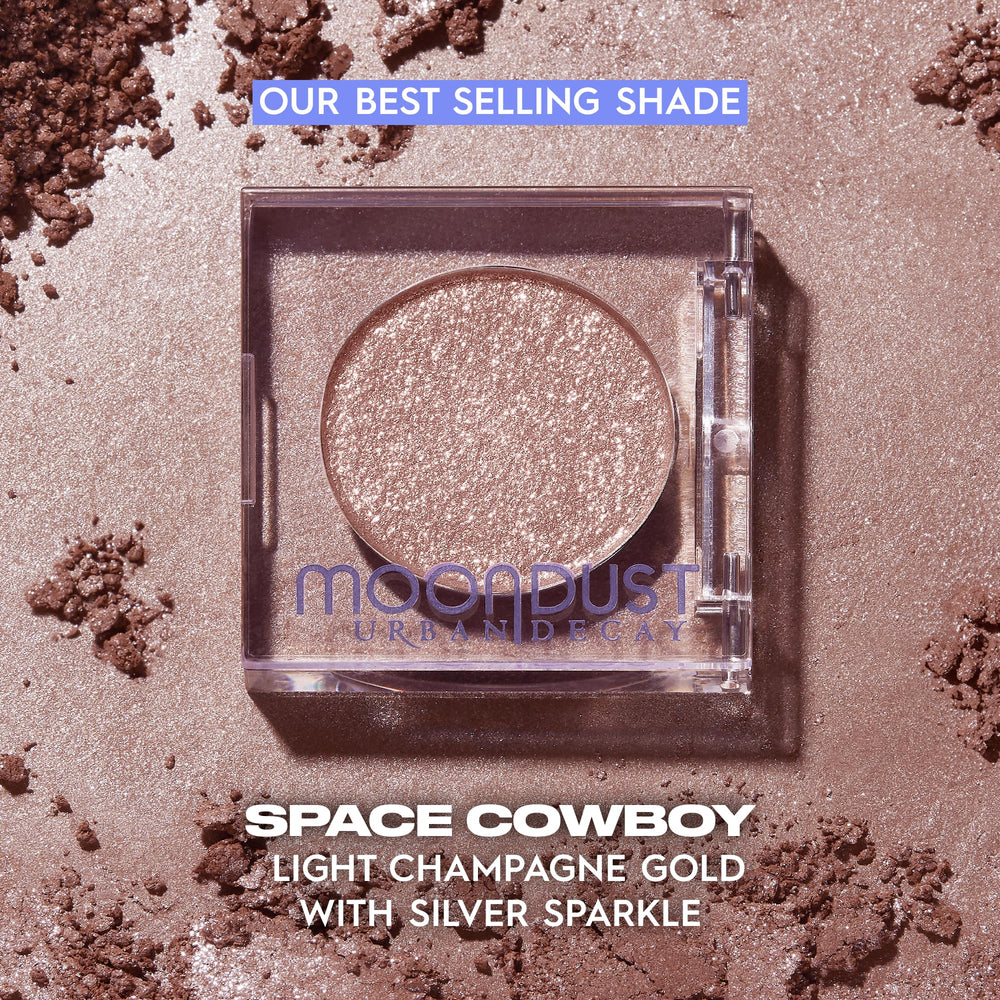 Urban Decay Moondust Space Cowboy topper adds shimmer when used over liner.