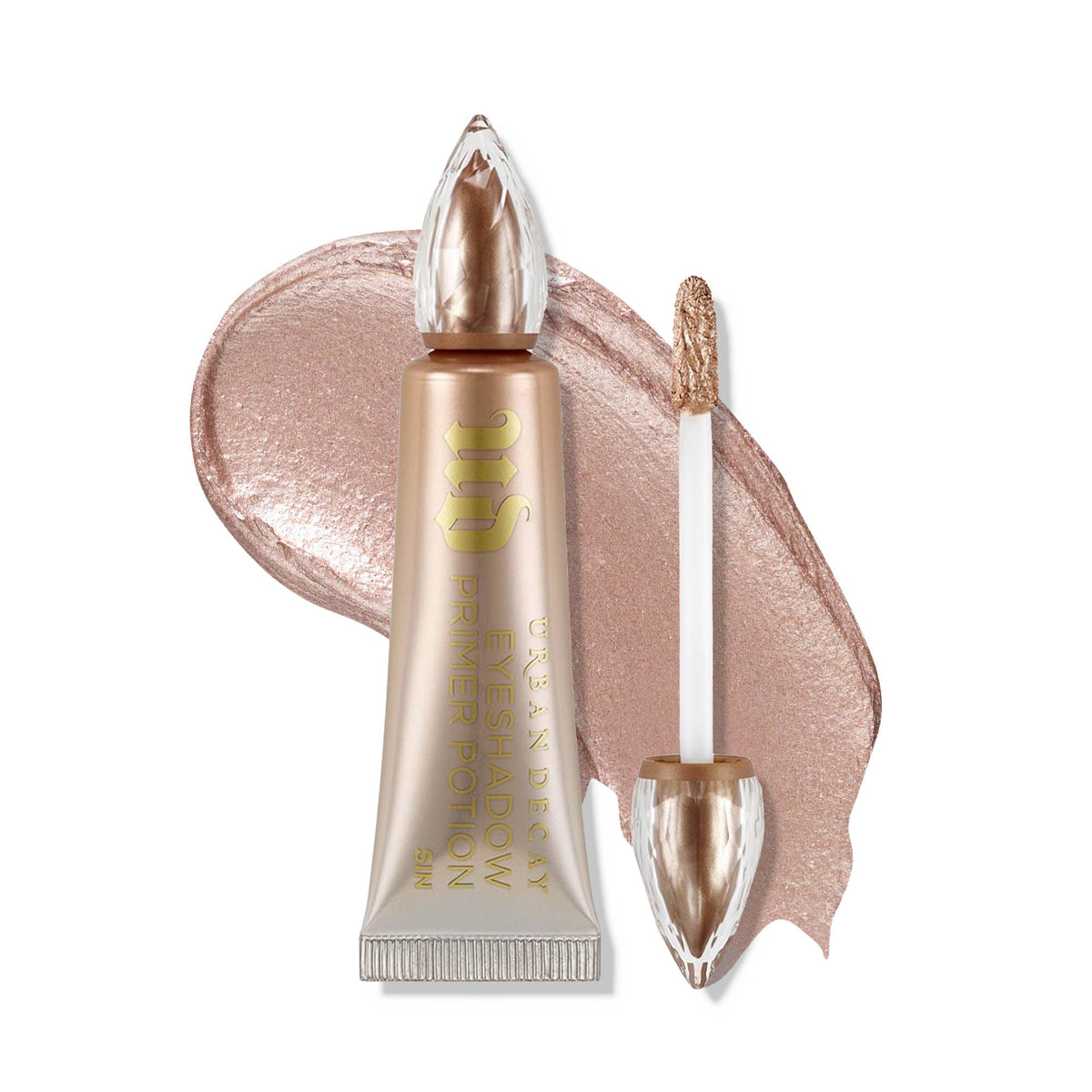 Urban Decay Shimmer Eyeshadow Primer Potion Sin smooths lids for vibrant shimmer color