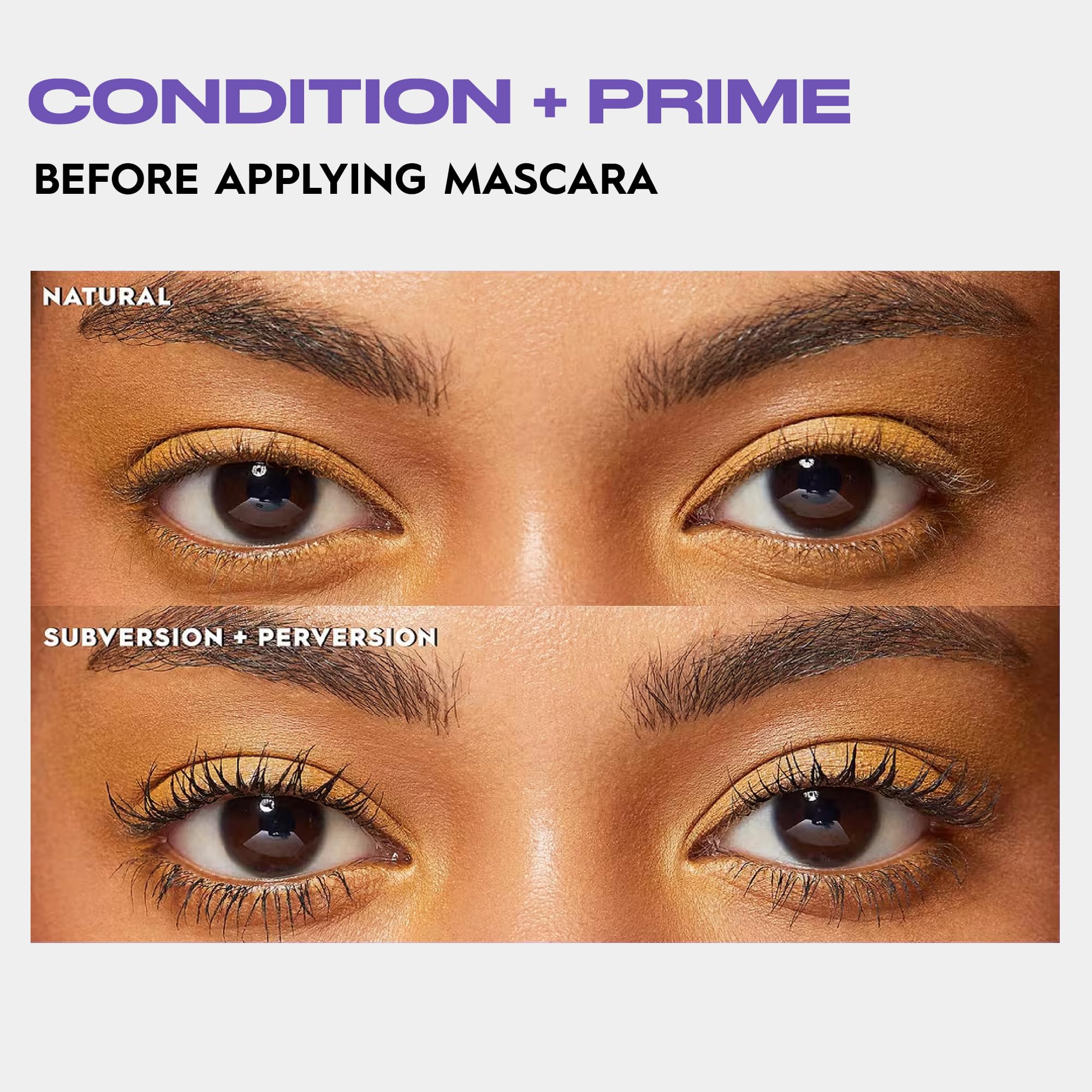Urban Decay Subversion wand applicator gliding through lashes for even coating.
