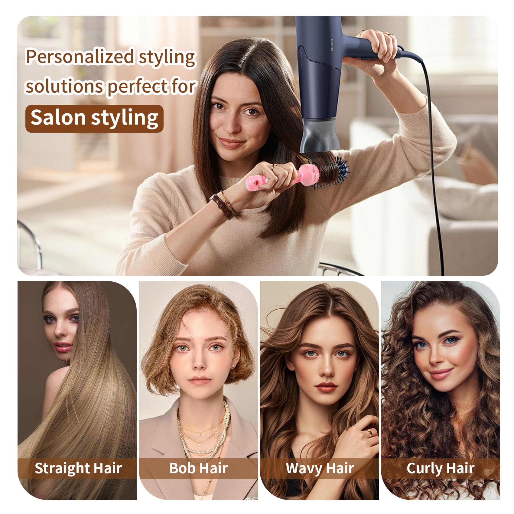 UREELIN Round Brush ideal for medium to long hair to create defined waves.