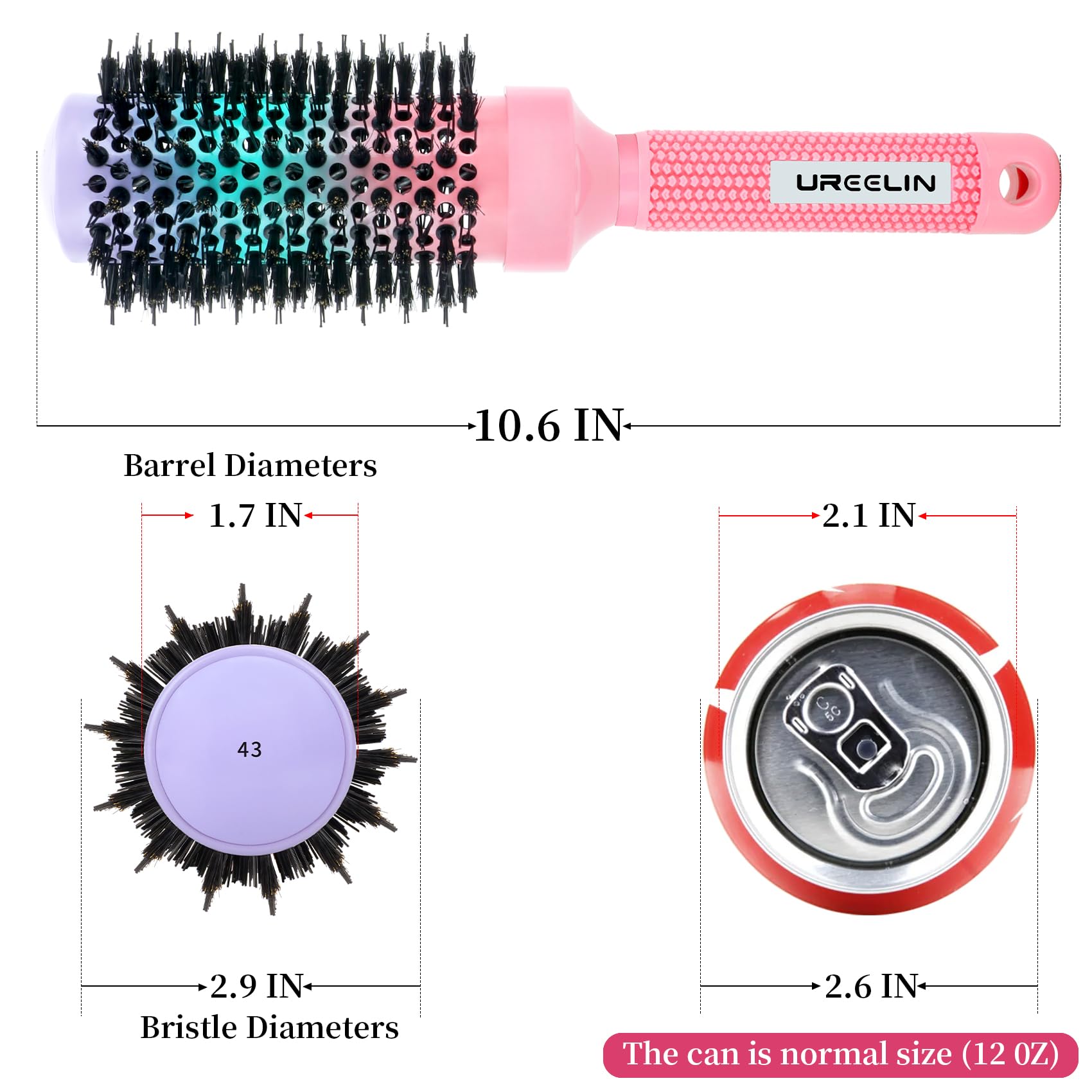 UREELIN Round Brush ergonomic handle designed for comfortable grip during styling.