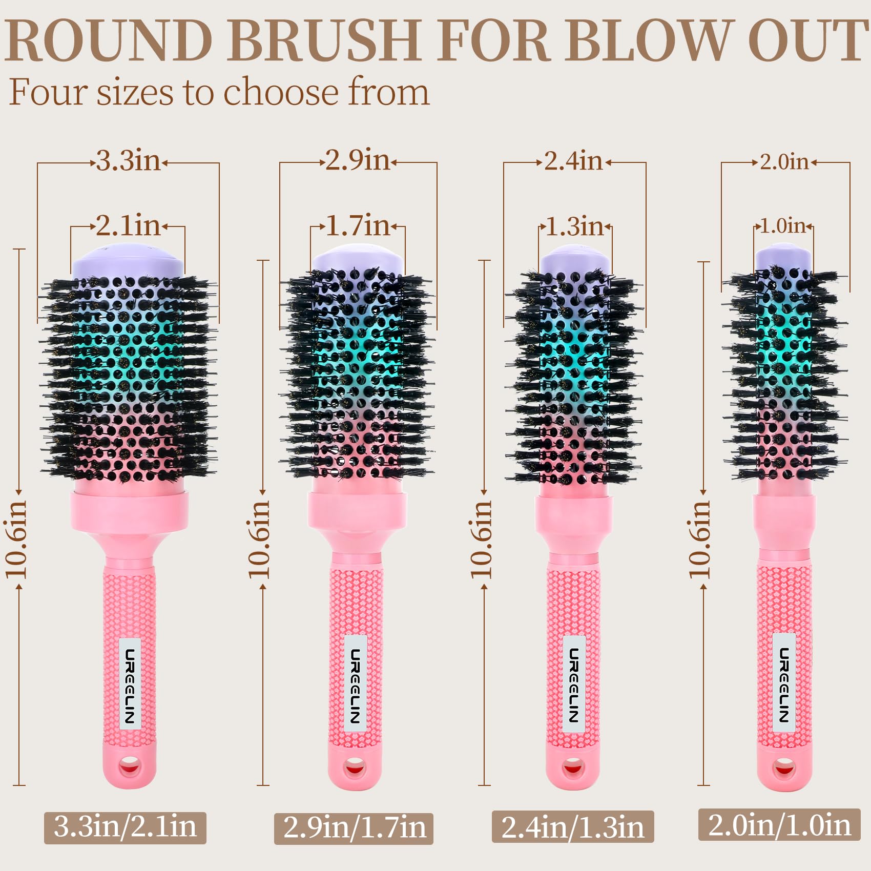 UREELIN Round Brush lightweight design reduces arm fatigue throughout styling sessions.