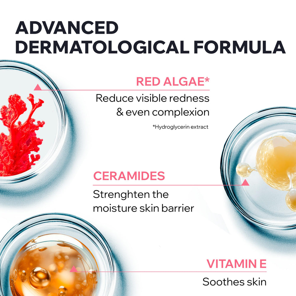 Uriage Roséliane red algae ingredient visualization signaling soothing hydration.