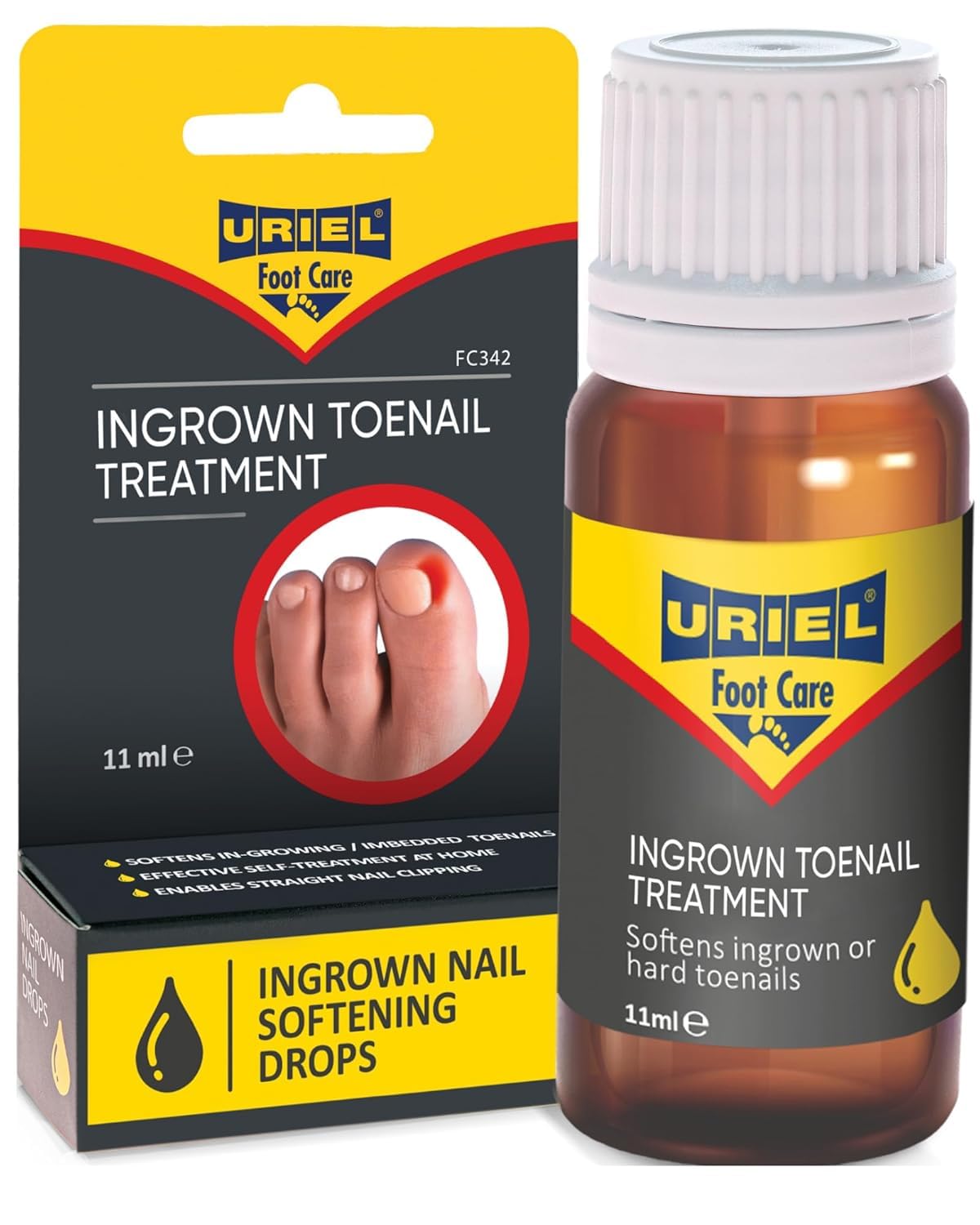 URiel upgraded ingrown nail treatment bottle pour demonstrates at-home application for soothing relief.
