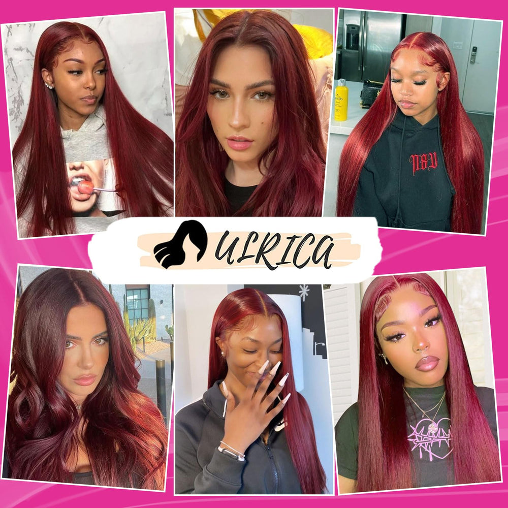 ULRICA Brazilian virgin burgundy wig, soft shine and natural movement.