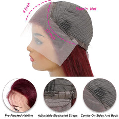 ULRICA straight burgundy wig, 20-inch length for versatile styling.