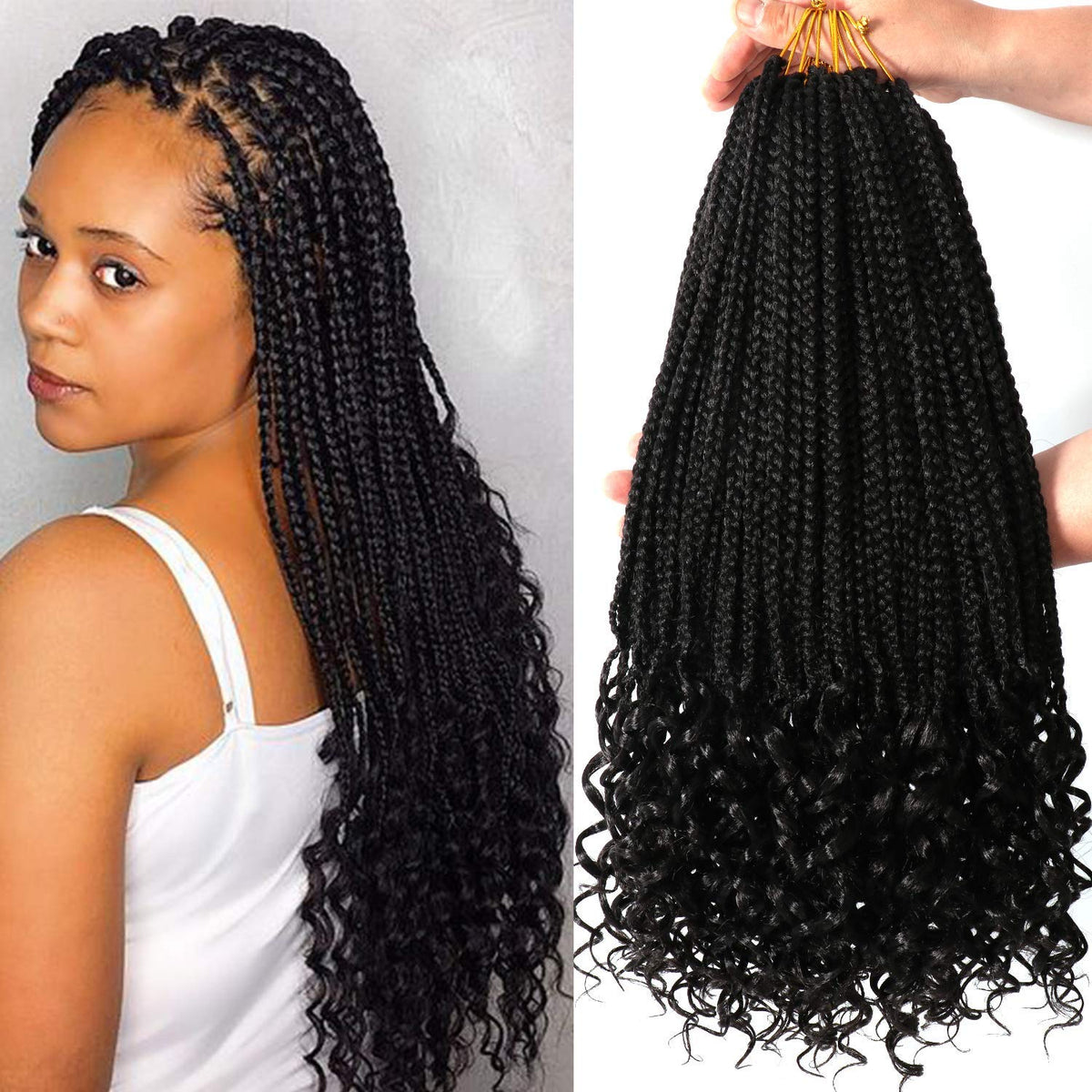 URNice Goddess Box Braids 18in 1B full-head look for daily wear