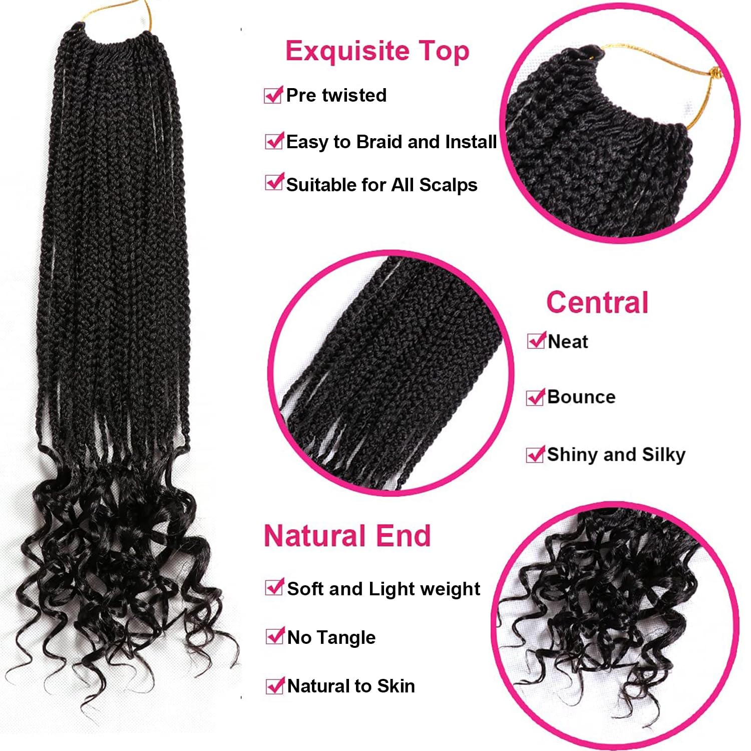 URNice Goddess Box Braids 18in curly-ends with natural movement