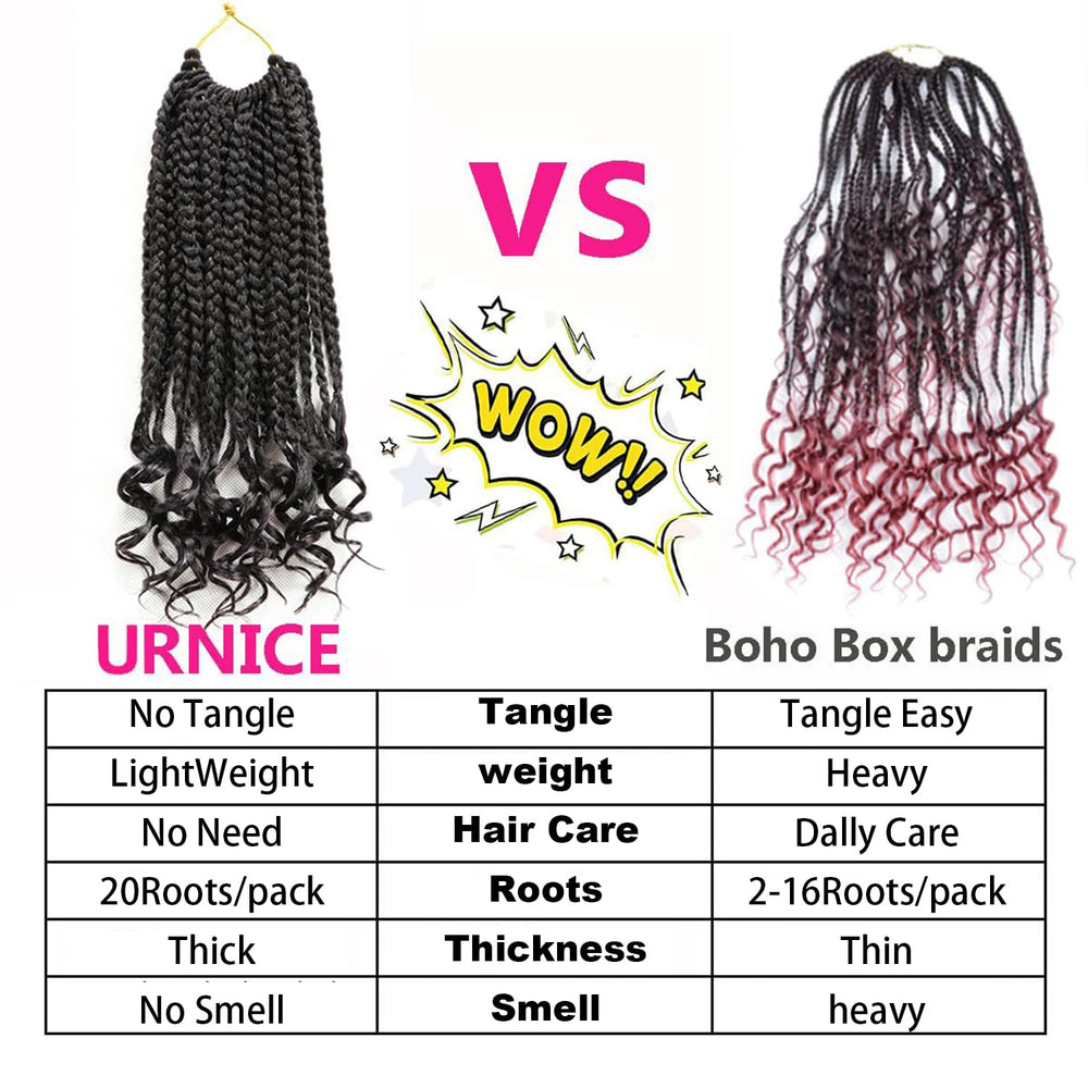 URNice Goddess Box Braids 18in ideal for daily use and travel
