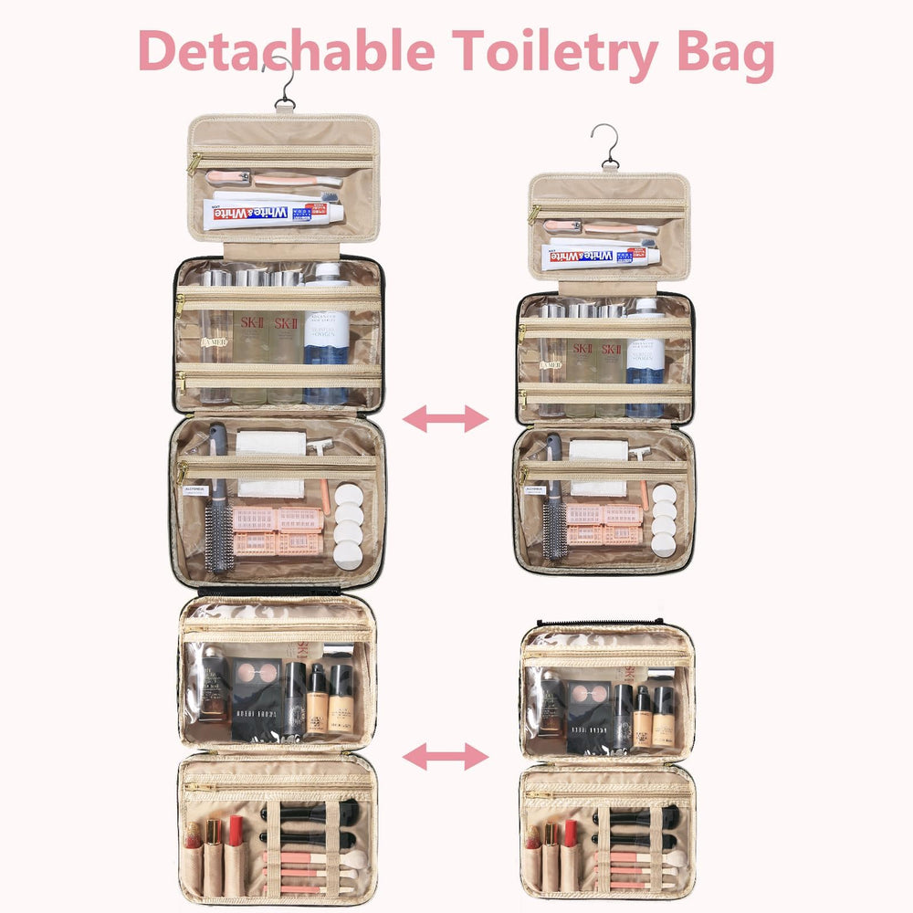 Urophylla bag with separate compartments keeps toiletries organized during travel.
