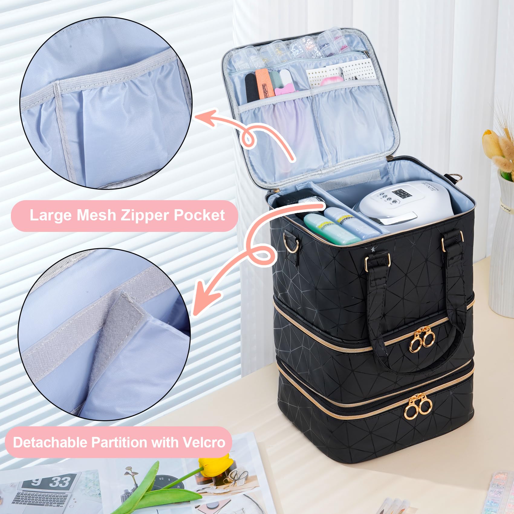 Uross organizer holds up to 60 bottles for a streamlined kit.