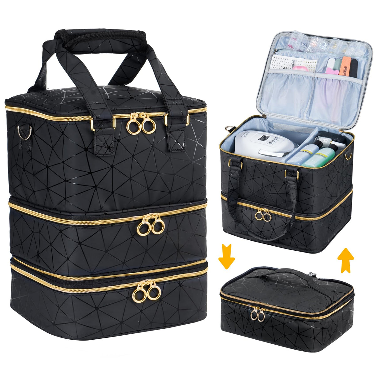 Uross Nail Polish Organizer Bag front view, compact and tidy storage.