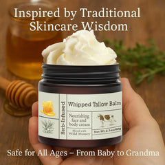 URQT natural ingredients beef tallow honey close-up emphasizes purity and skin-friendly care.