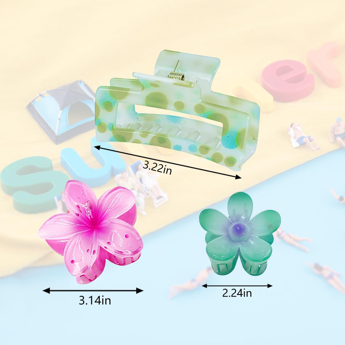 urrykid Hawaiian flower clip closeup highlighting durable acrylic and secure grip.