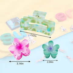 urrykid Hawaiian flower clip closeup highlighting durable acrylic and secure grip.