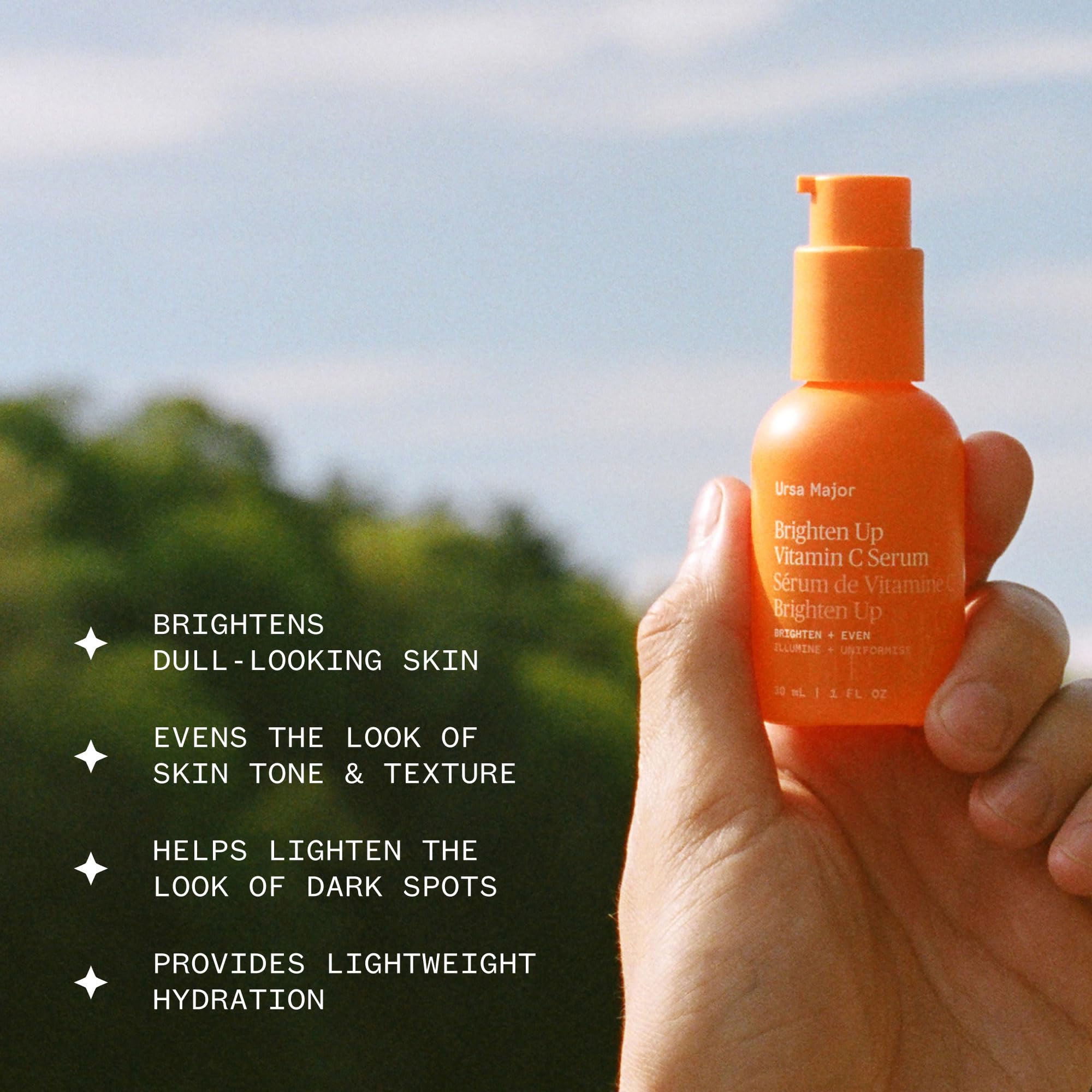 Ursa Major Brighten Up Serum hand-application shows featherweight texture for layering
