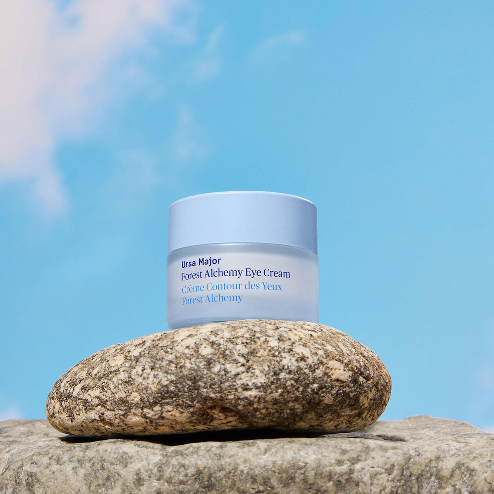 Ursa Major Forest Alchemy Eye Cream no-fragrance label conveys fragrance-free experience.