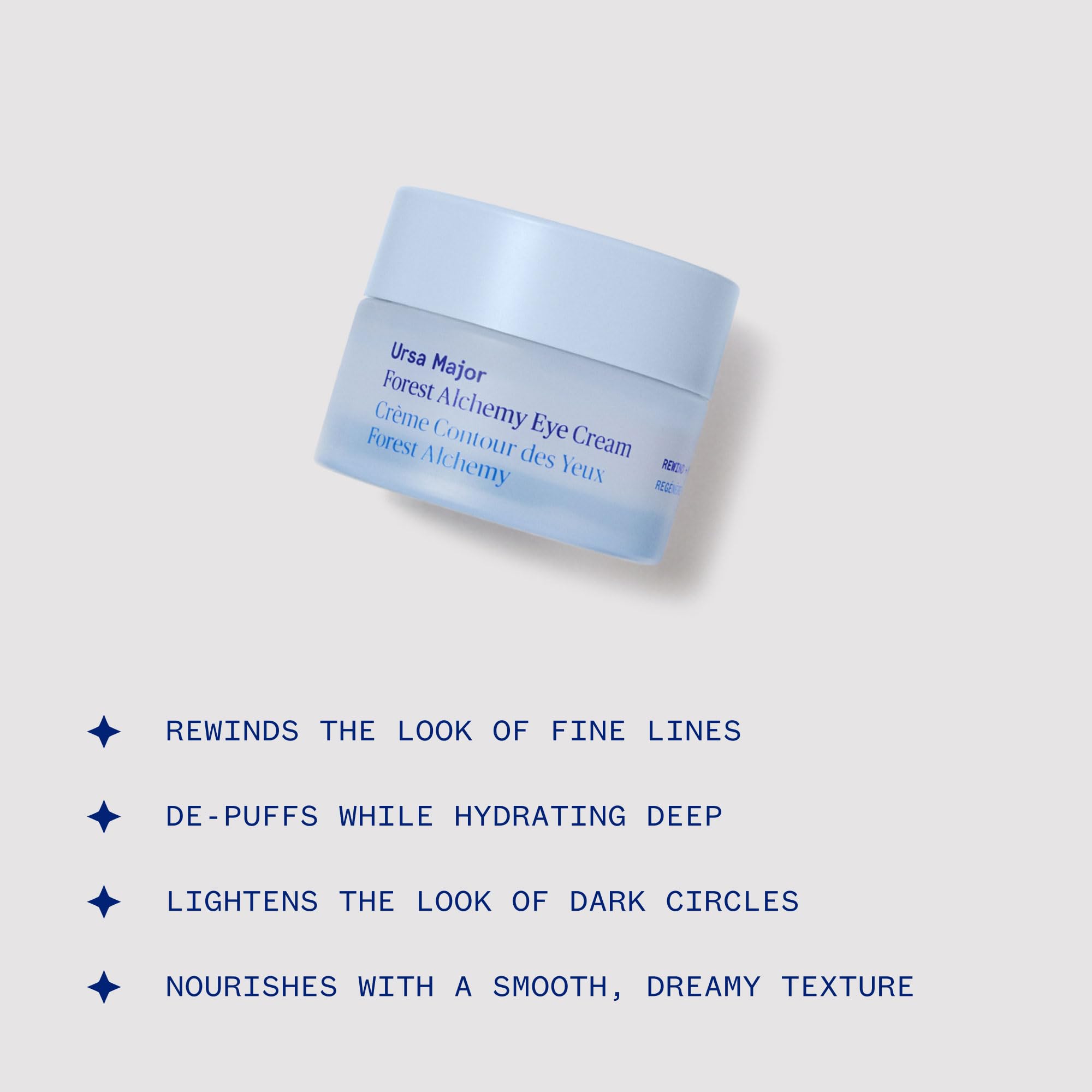 Ursa Major Forest Alchemy Eye Cream packaging side view highlights minimal, clean design.