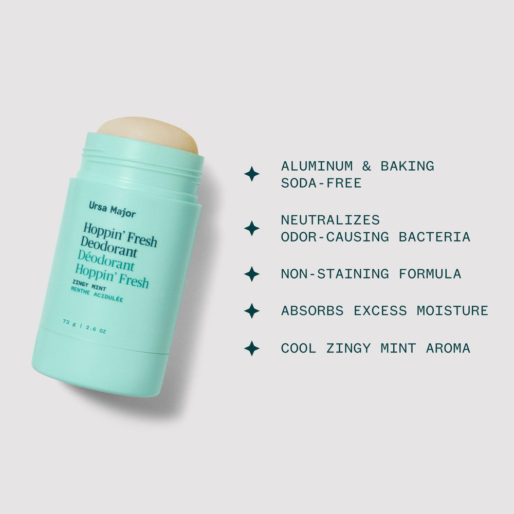 Ursa Major Hoppin’ Fresh Deodorant ingredients panel highlighting hops and kaolin clay