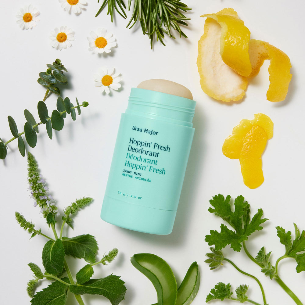Ursa Major Hoppin’ Fresh Deodorant packaging emphasizing eco-friendly, aluminum-free formula