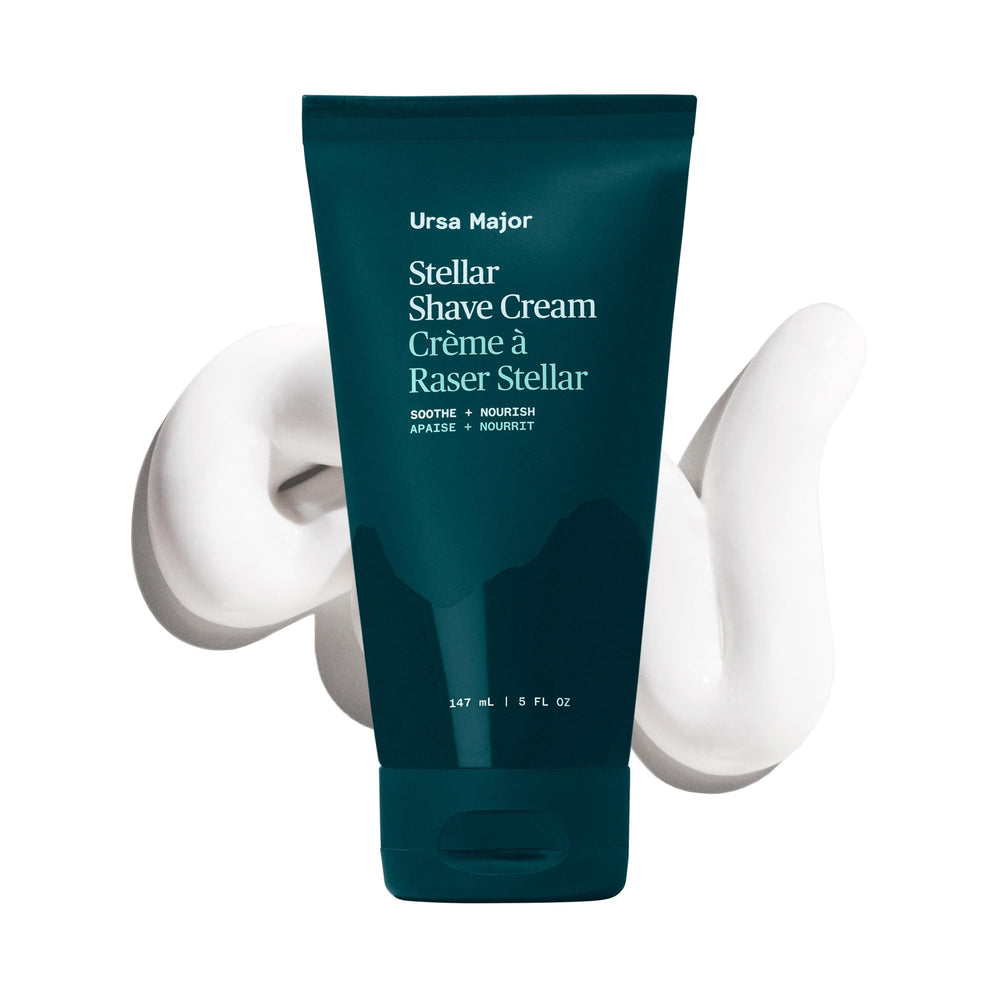 Ursa Major Natural Shave Cream jar close-up showing rich texture for smooth shaves