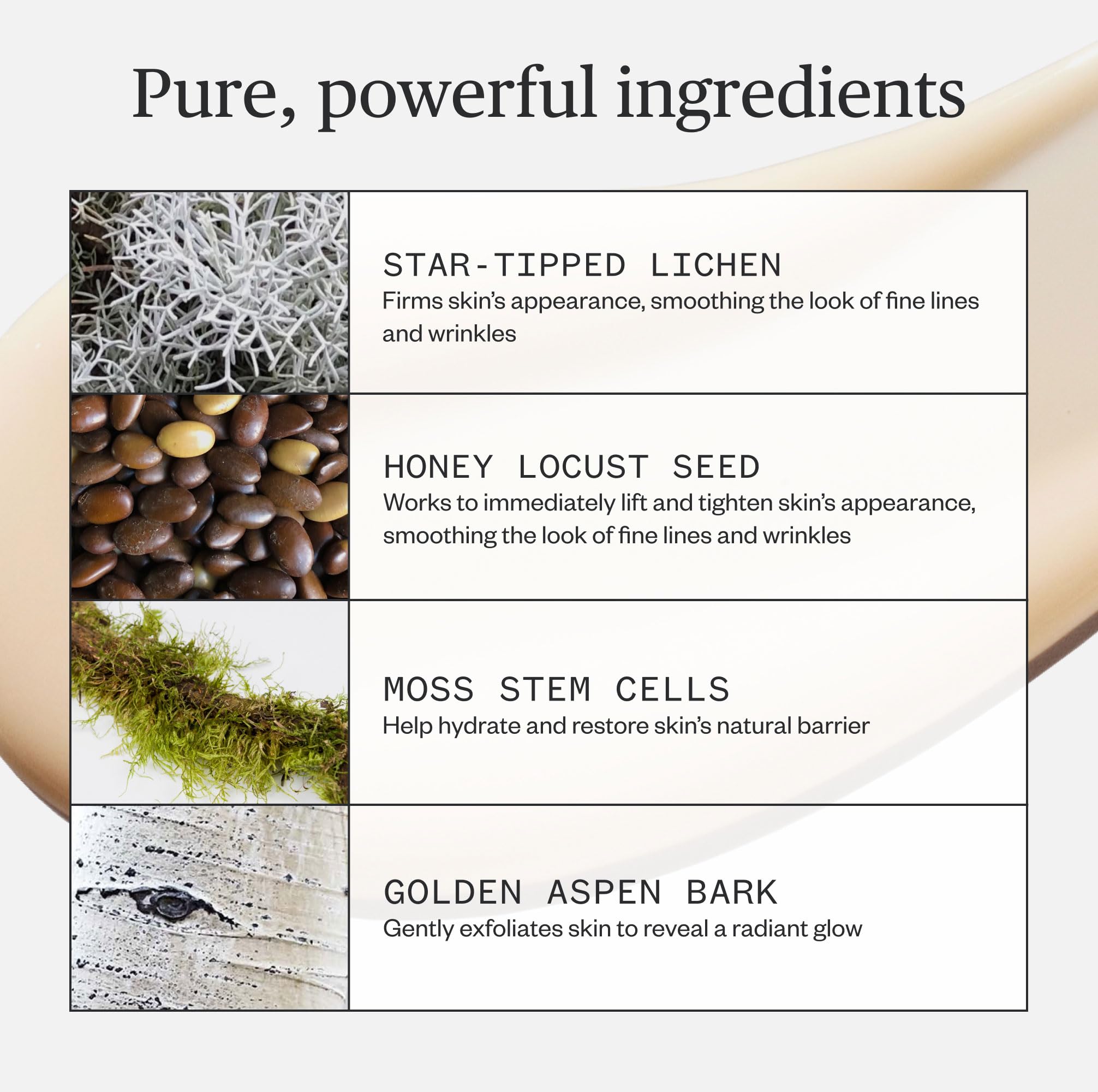Plant-based formula graphic emphasizes the 44 clean active ingredients.